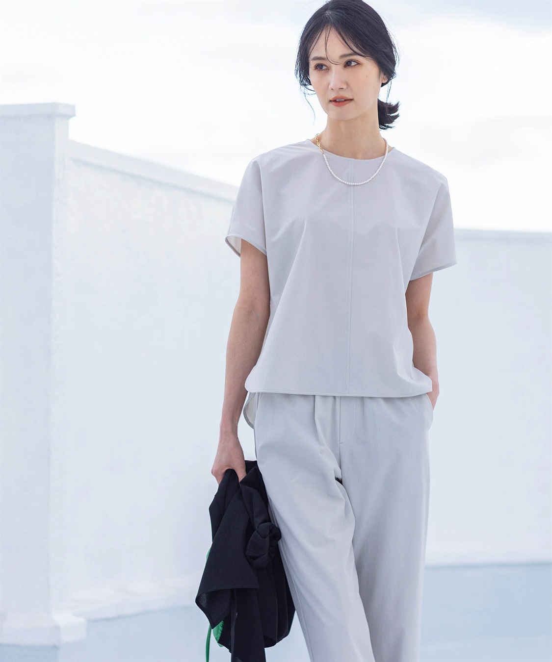 A/C DESIGN BY ALPHA CUBIC 【美モーション】ストレッチナイロンラッシュブラウス【接触冷感・UVカット・撥水】_sub_2