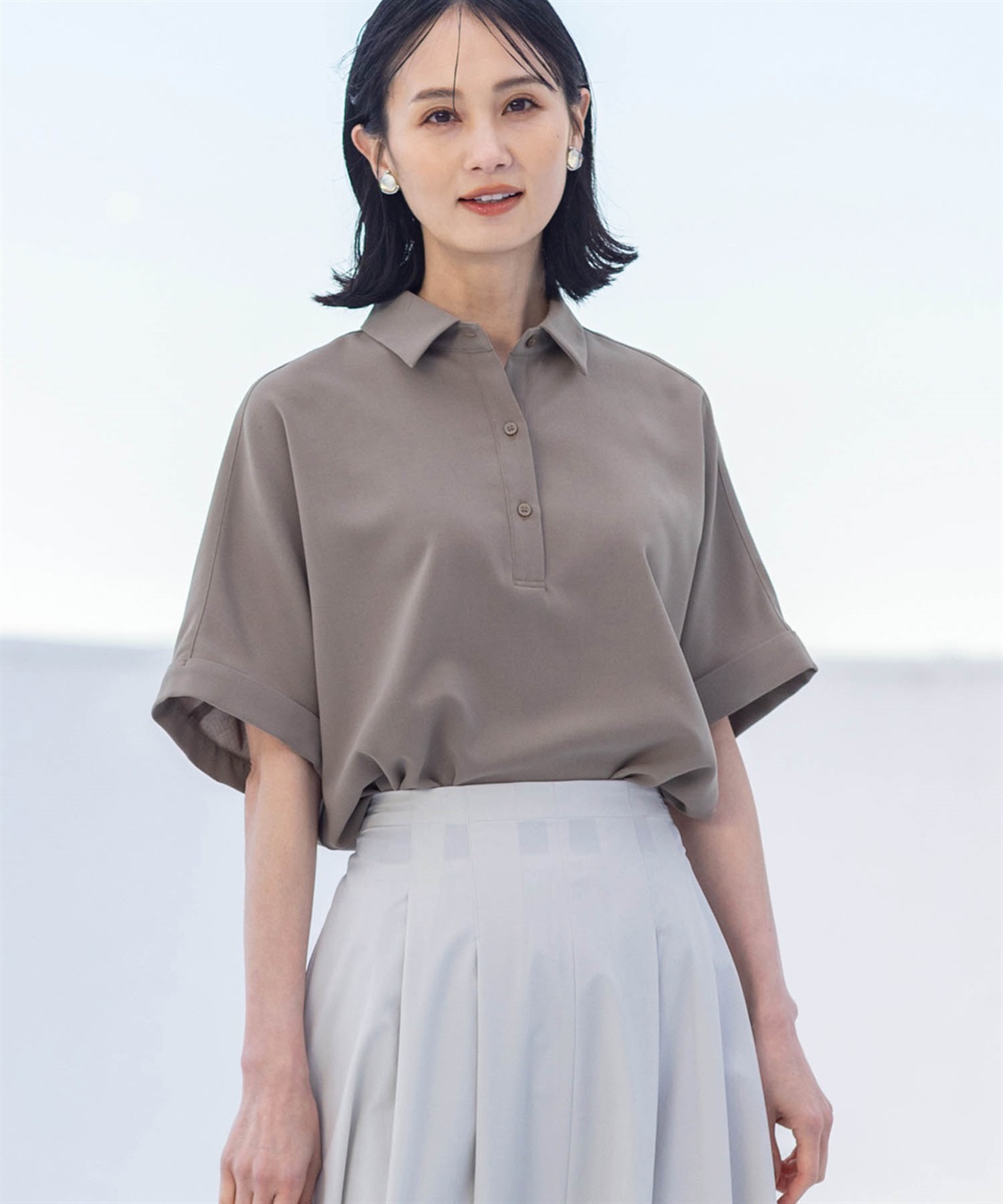 極美品 デサントゴルフ LUXE 長袖スキッパーシャツ S 濃紺 LUXE/R 【セットアップ対応】 ゴルフウェア メンズ プルオーバー
