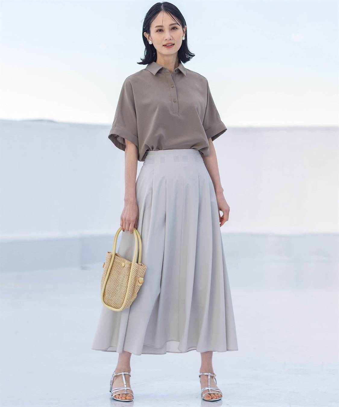 ブラウス シャツ スキッパーデザインブラウス/UVカット/接触冷感/洗える レディース MK MICHEL KLEIN｜スキッパーデザインブラウス/UVカット/接触冷