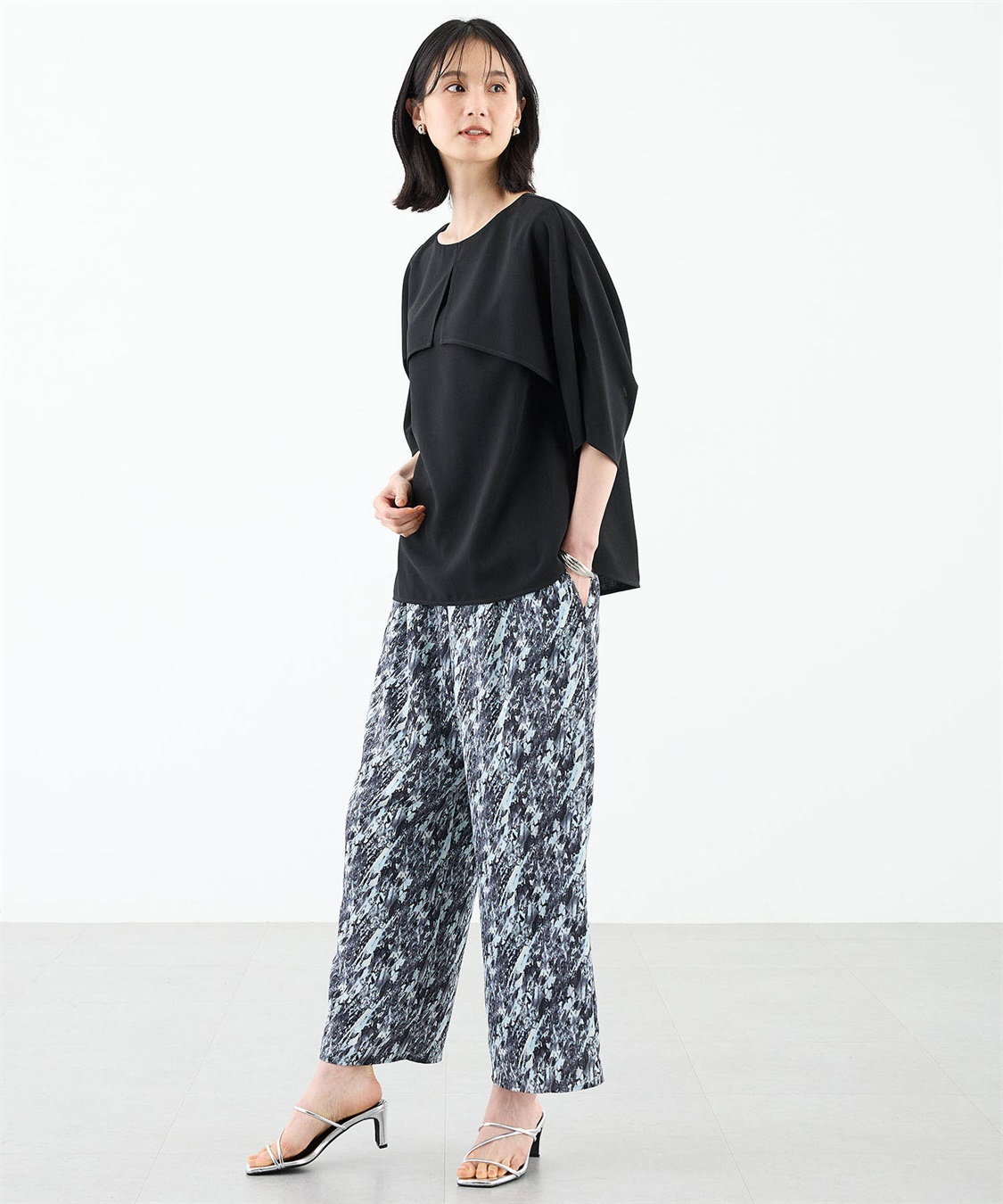 A/C DESIGN BY ALPHA CUBIC 【美モーション】ケープデザインブラウス【接触冷感・UVカット】_sub_3