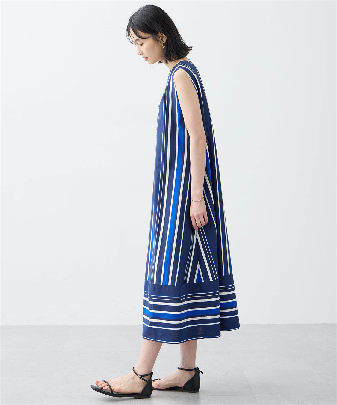 A/C DESIGN BY ALPHA CUBIC マルチストライプワンピース【接触冷感・UVカット】_sub_11