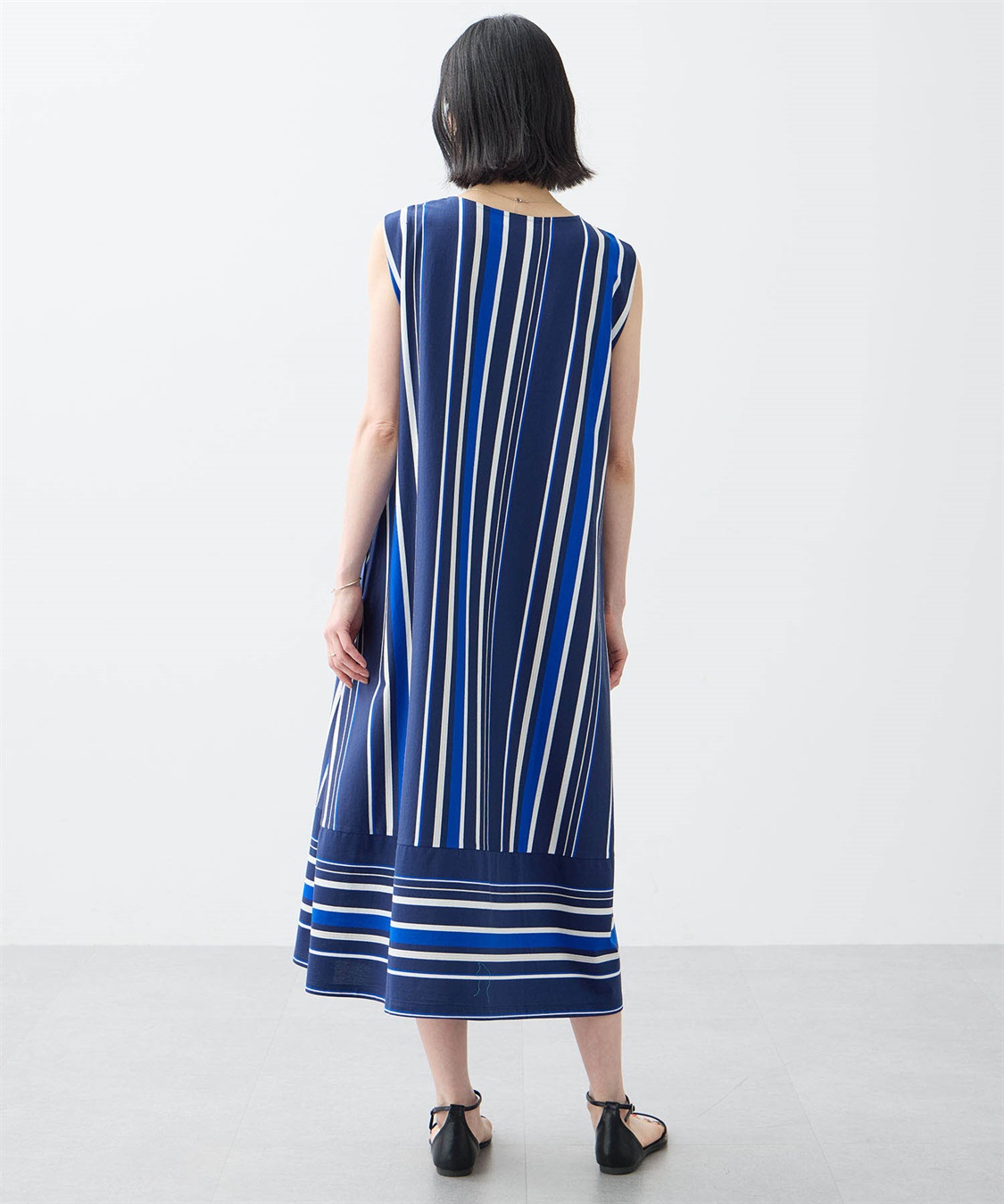 A/C DESIGN BY ALPHA CUBIC マルチストライプワンピース【接触冷感・UVカット】_sub_12