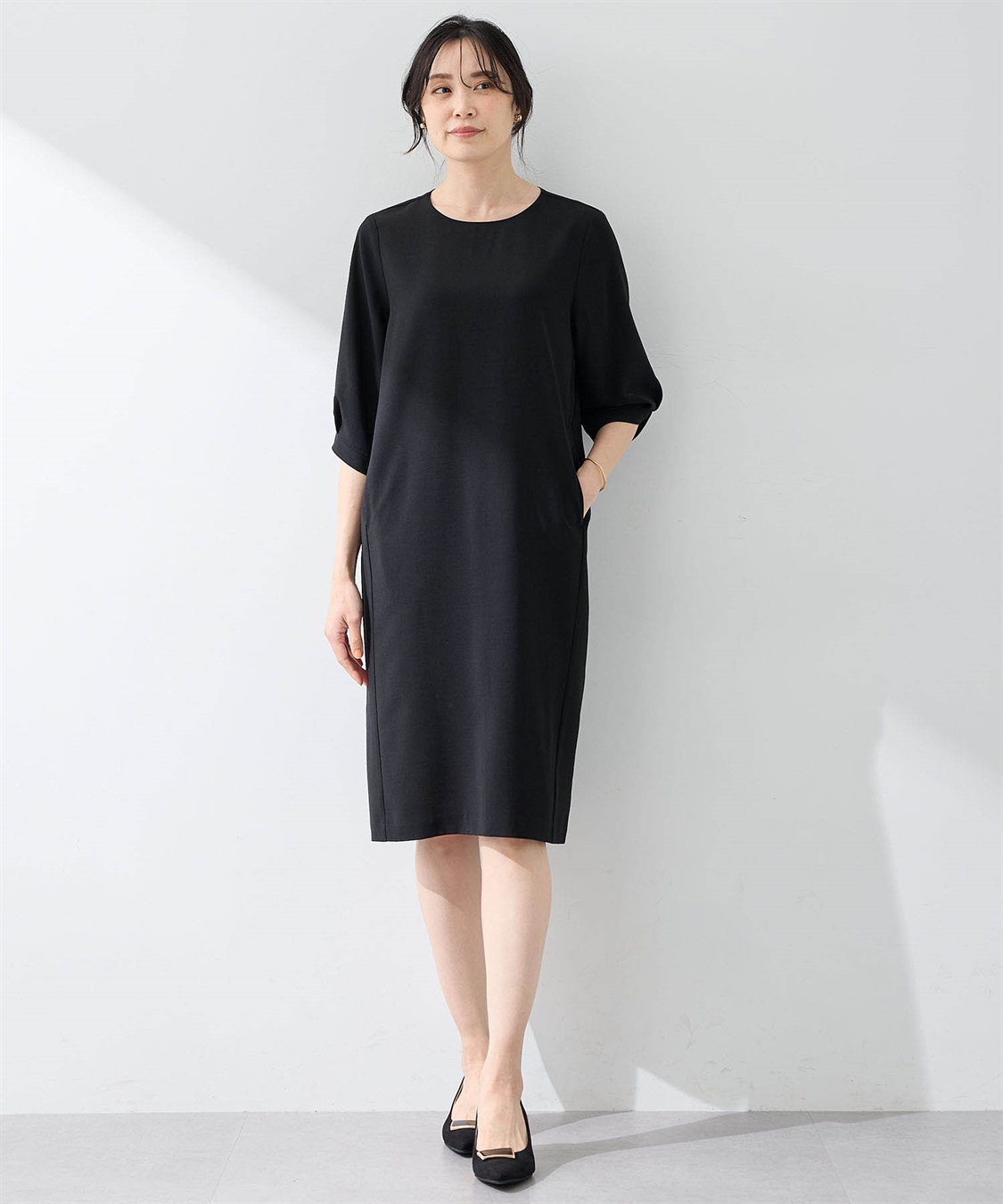 A/C DESIGN BY ALPHA CUBIC 【美モーション】タックスリーブワンピース【接触冷感・UVカット】_sub_3