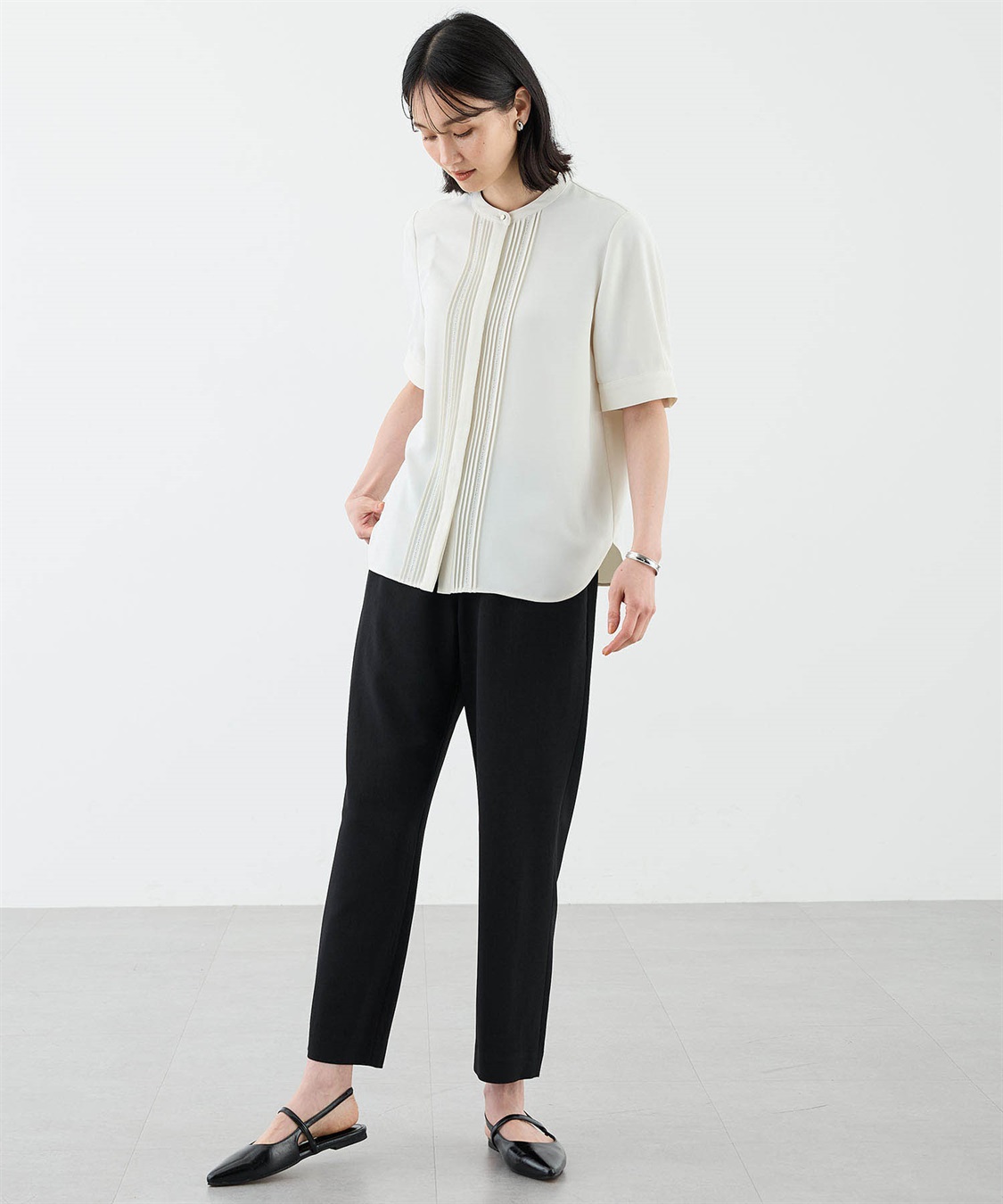 A/C DESIGN BY ALPHA CUBIC 【美モーション】トリアセ風ピンタックブラウス【接触冷感・UVカット】_sub_6