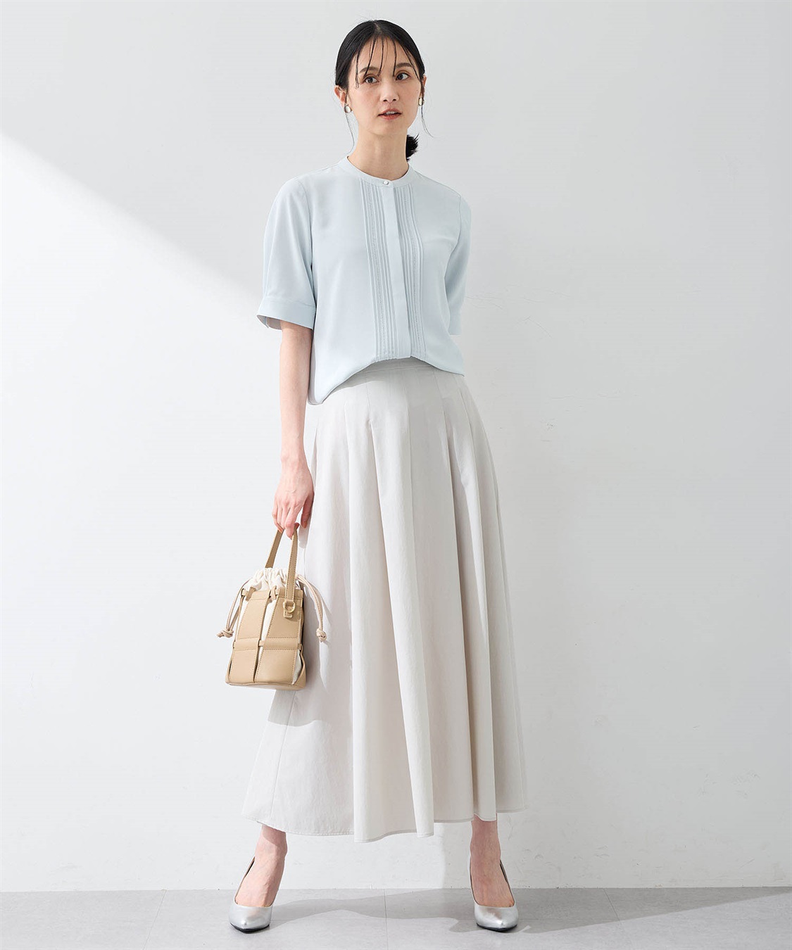 A/C DESIGN BY ALPHA CUBIC 【美モーション】トリアセ風ピンタックブラウス【接触冷感・UVカット】_sub_7