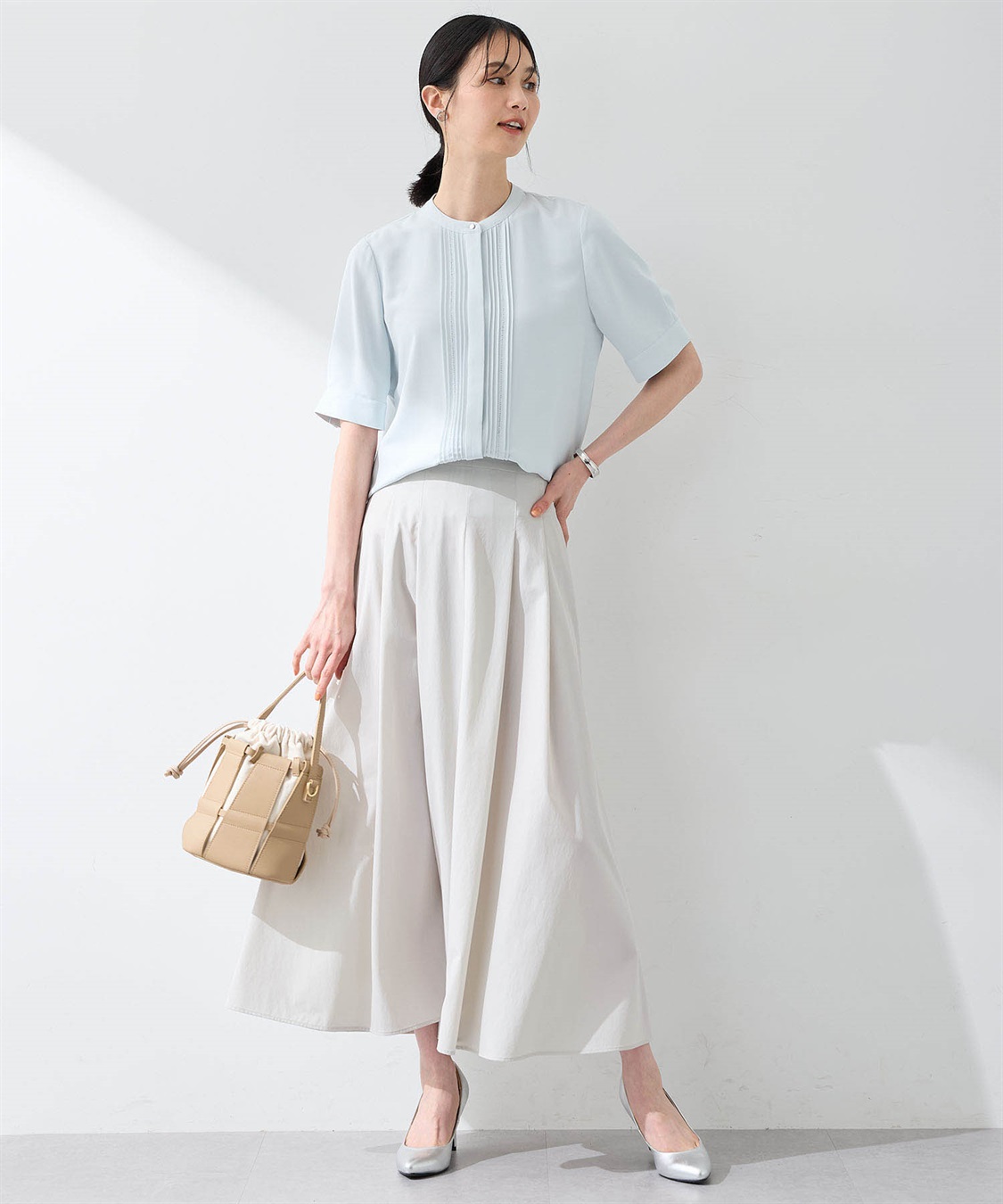 A/C DESIGN BY ALPHA CUBIC 【美モーション】トリアセ風ピンタックブラウス【接触冷感・UVカット】_sub_8