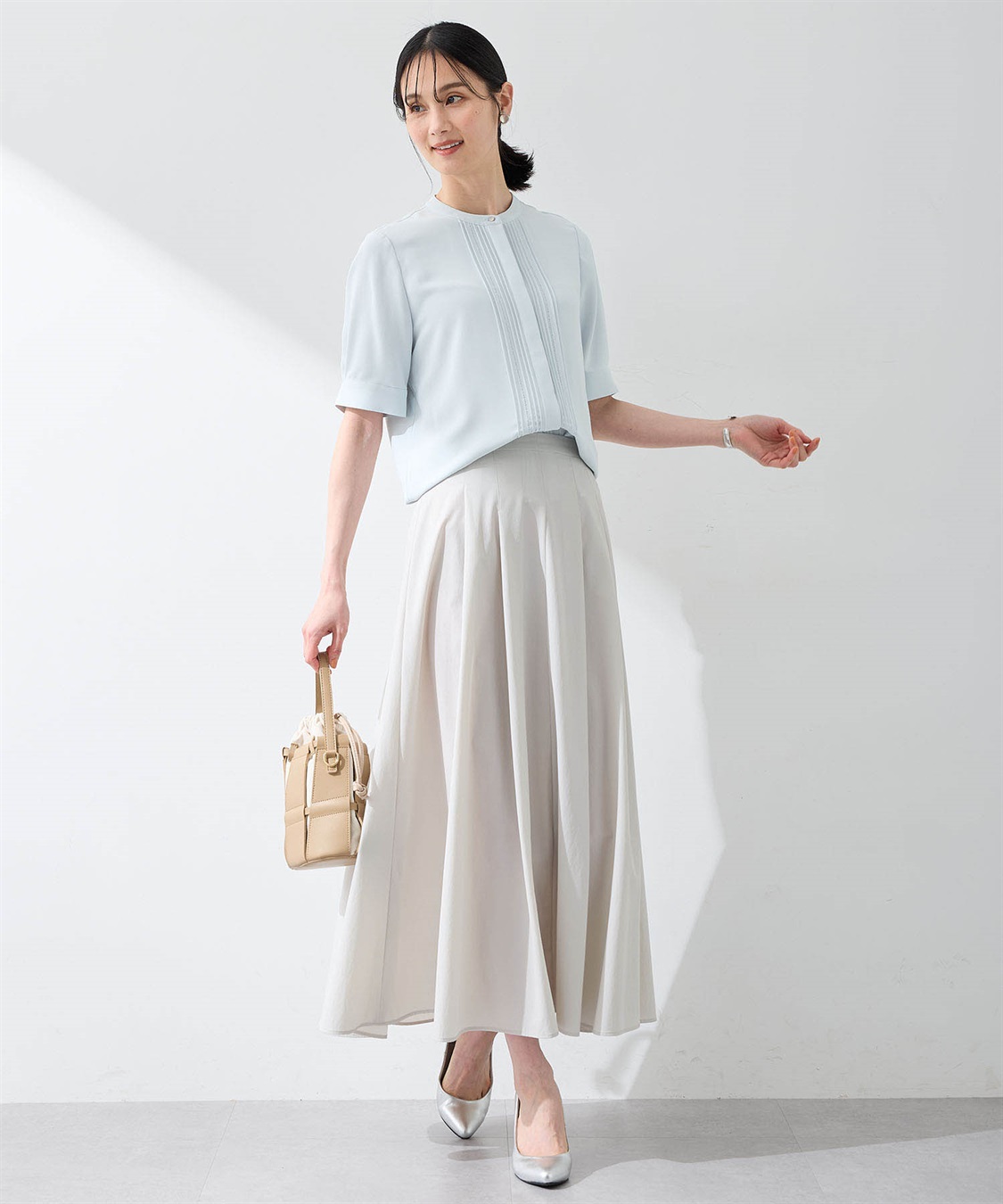 A/C DESIGN BY ALPHA CUBIC 【美モーション】トリアセ風ピンタックブラウス【接触冷感・UVカット】_sub_9