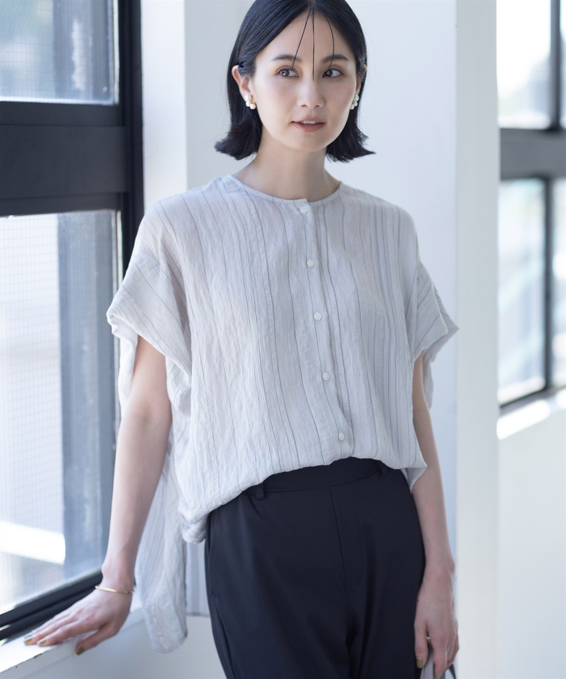 A/C DESIGN BY ALPHA CUBIC シアーストライプブラウス_sub_3