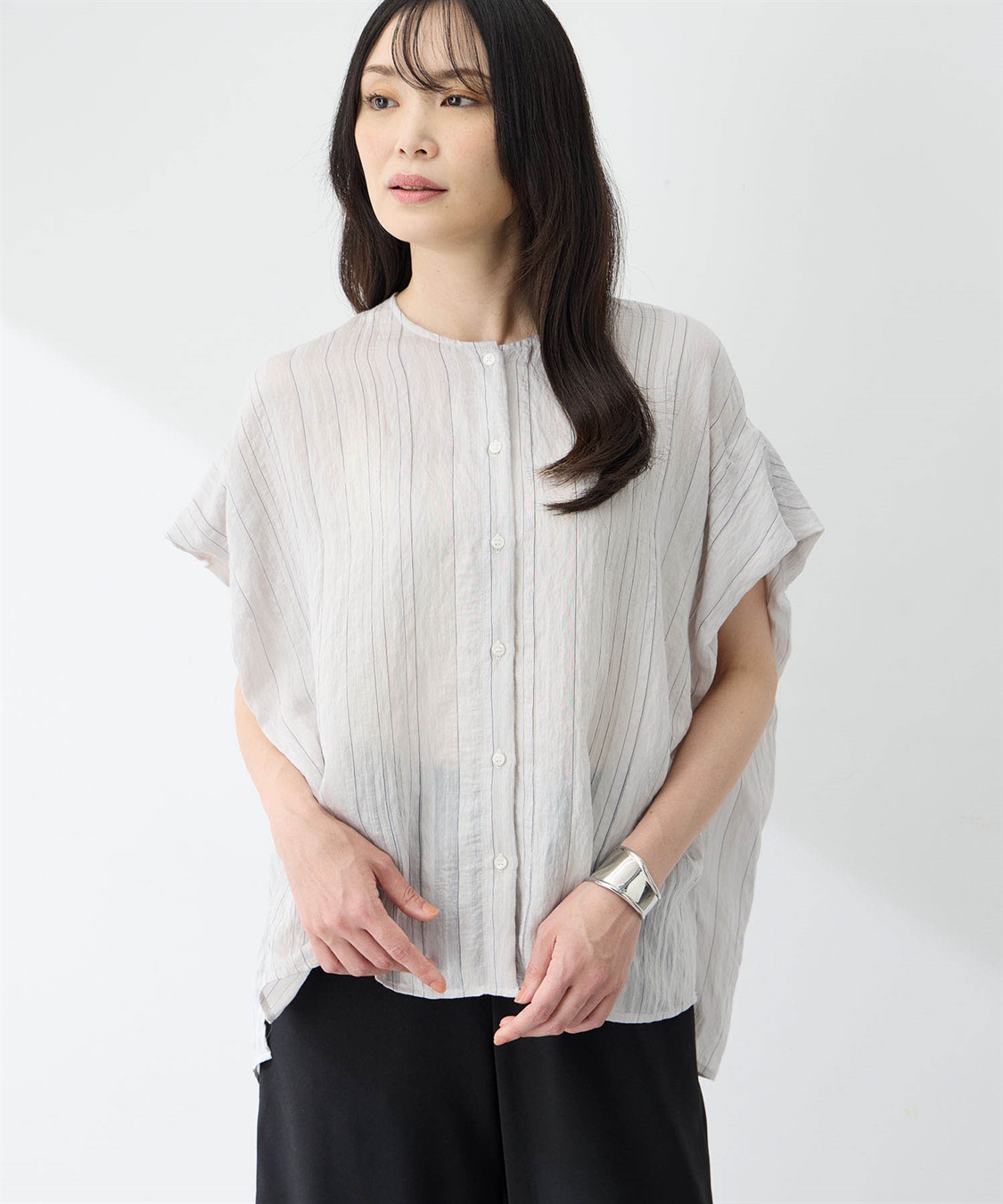 A/C DESIGN BY ALPHA CUBIC シアーストライプブラウス_sub_4