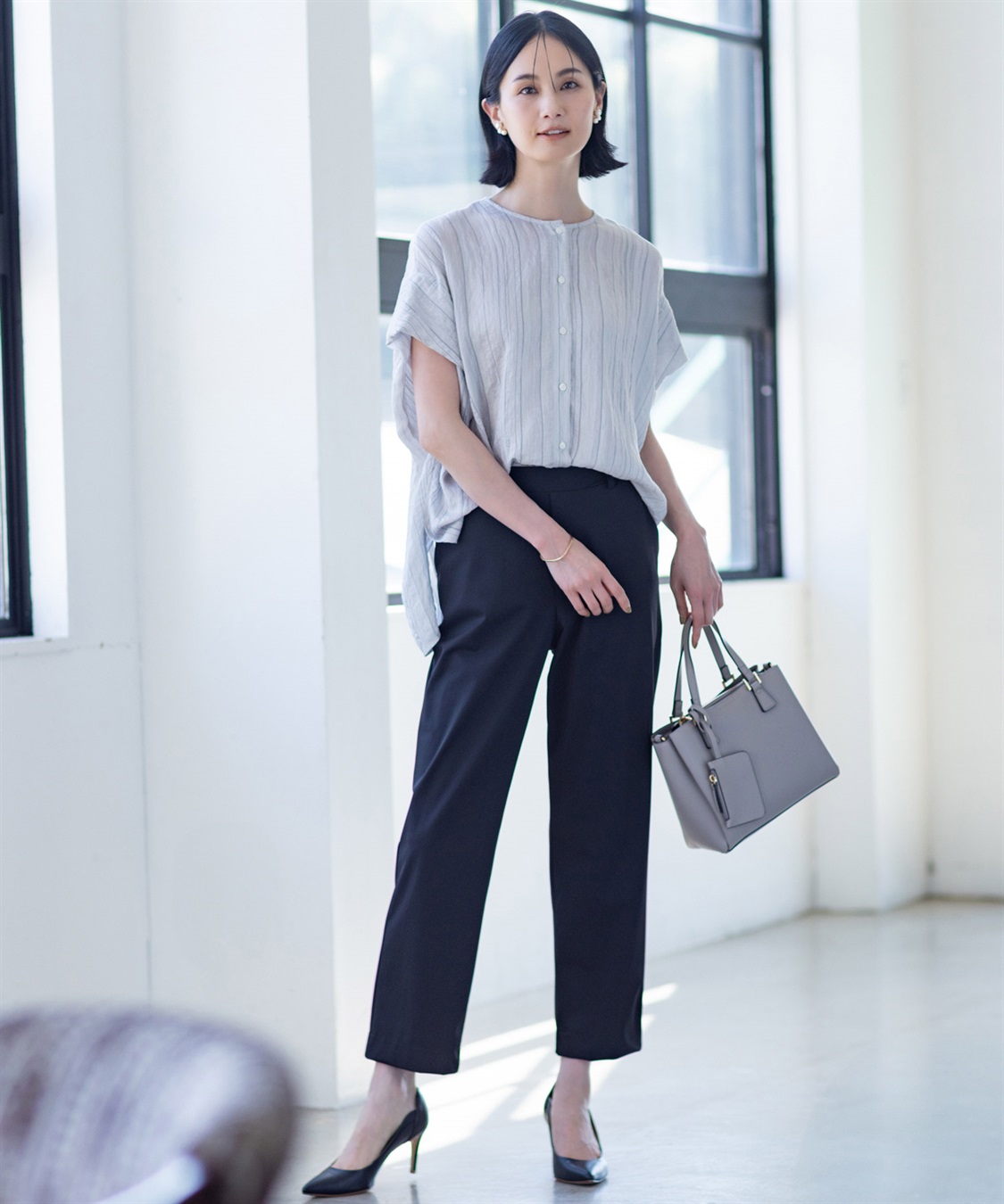 A/C DESIGN BY ALPHA CUBIC シアーストライプブラウス_sub_5