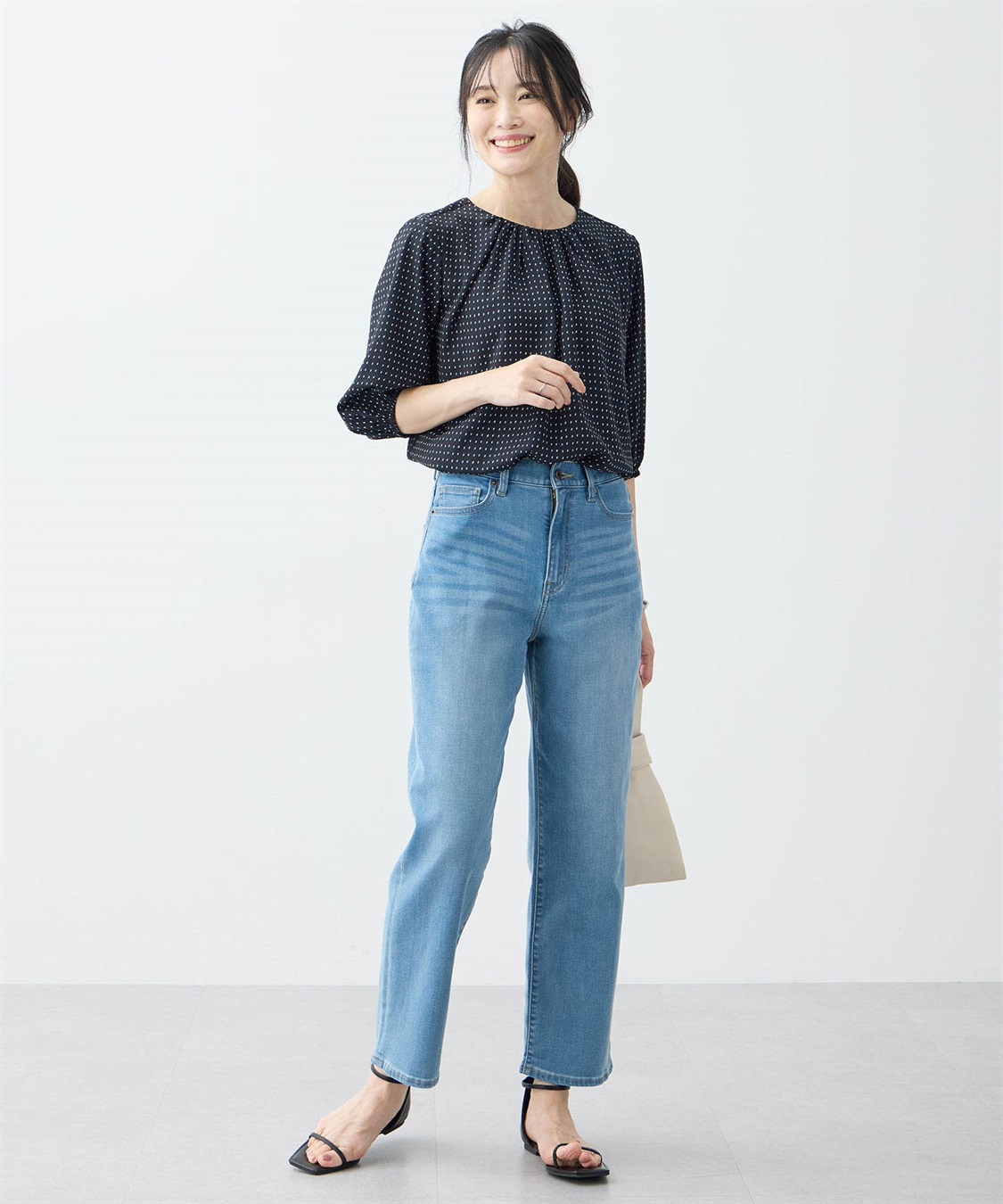 A/C DESIGN BY ALPHA CUBIC 【アルコラージュ】プリントギャザーブラウス_sub_7