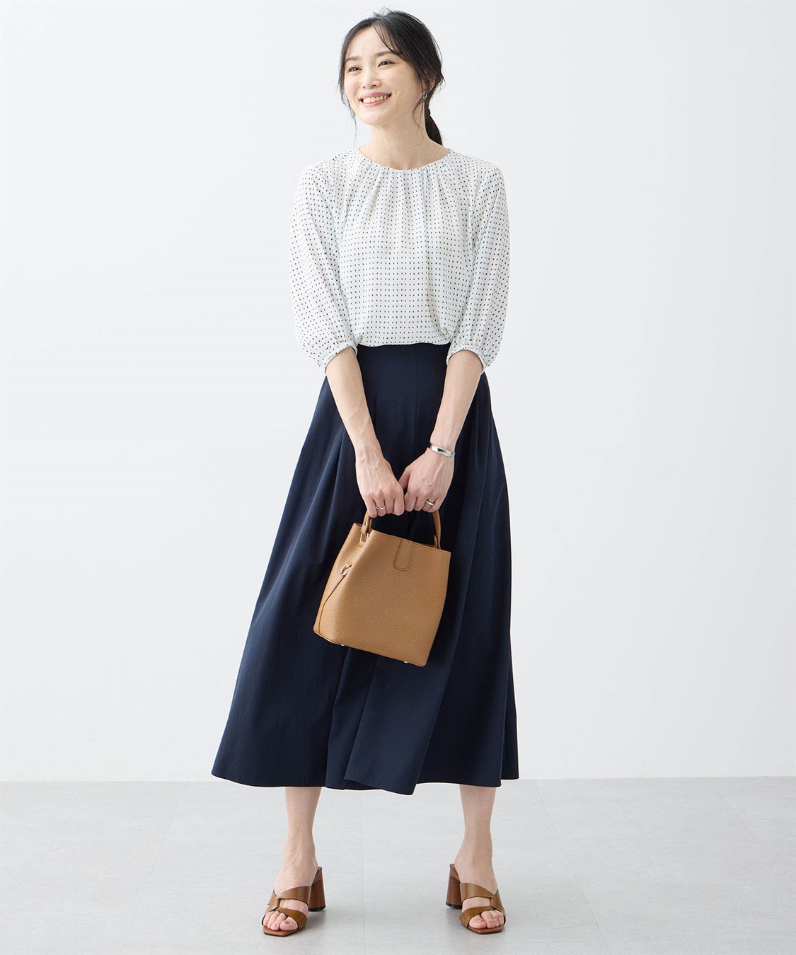 A/C DESIGN BY ALPHA CUBIC 【アルコラージュ】プリントギャザーブラウス_sub_9