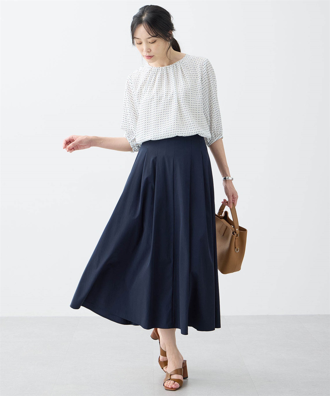 A/C DESIGN BY ALPHA CUBIC 【アルコラージュ】プリントギャザーブラウス_sub_10