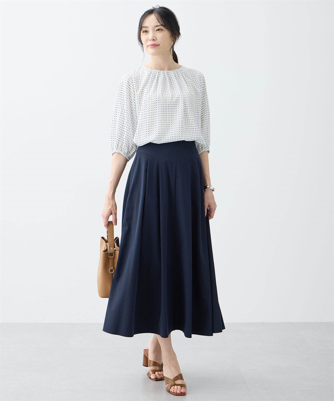 A/C DESIGN BY ALPHA CUBIC 【アルコラージュ】プリントギャザーブラウス_sub_11