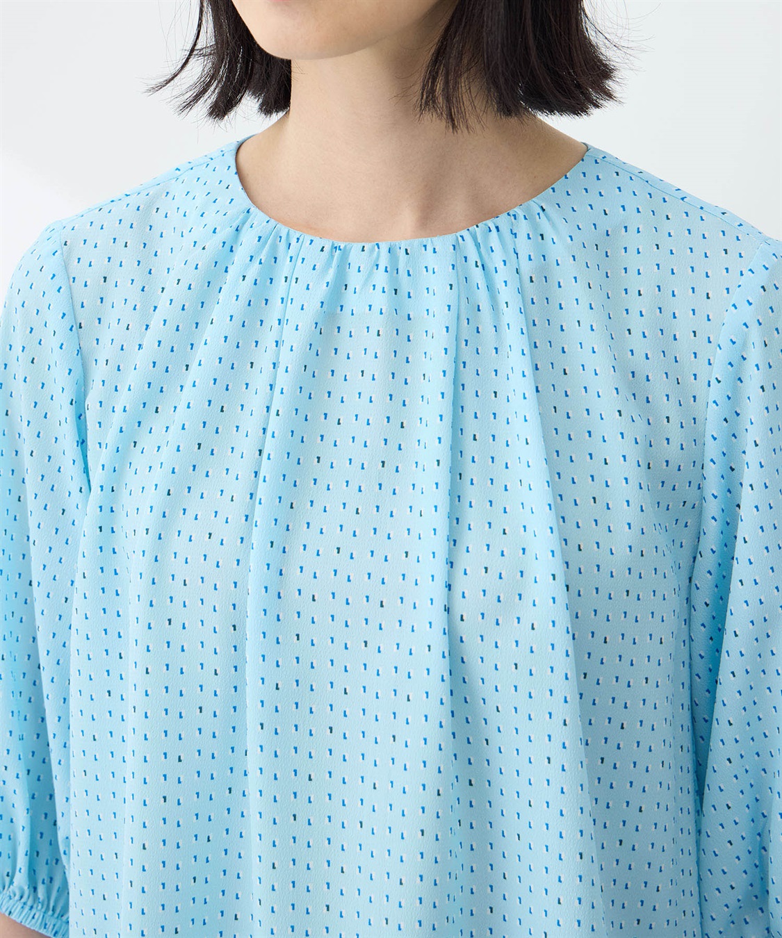 A/C DESIGN BY ALPHA CUBIC 【アルコラージュ】プリントギャザーブラウス_sub_15