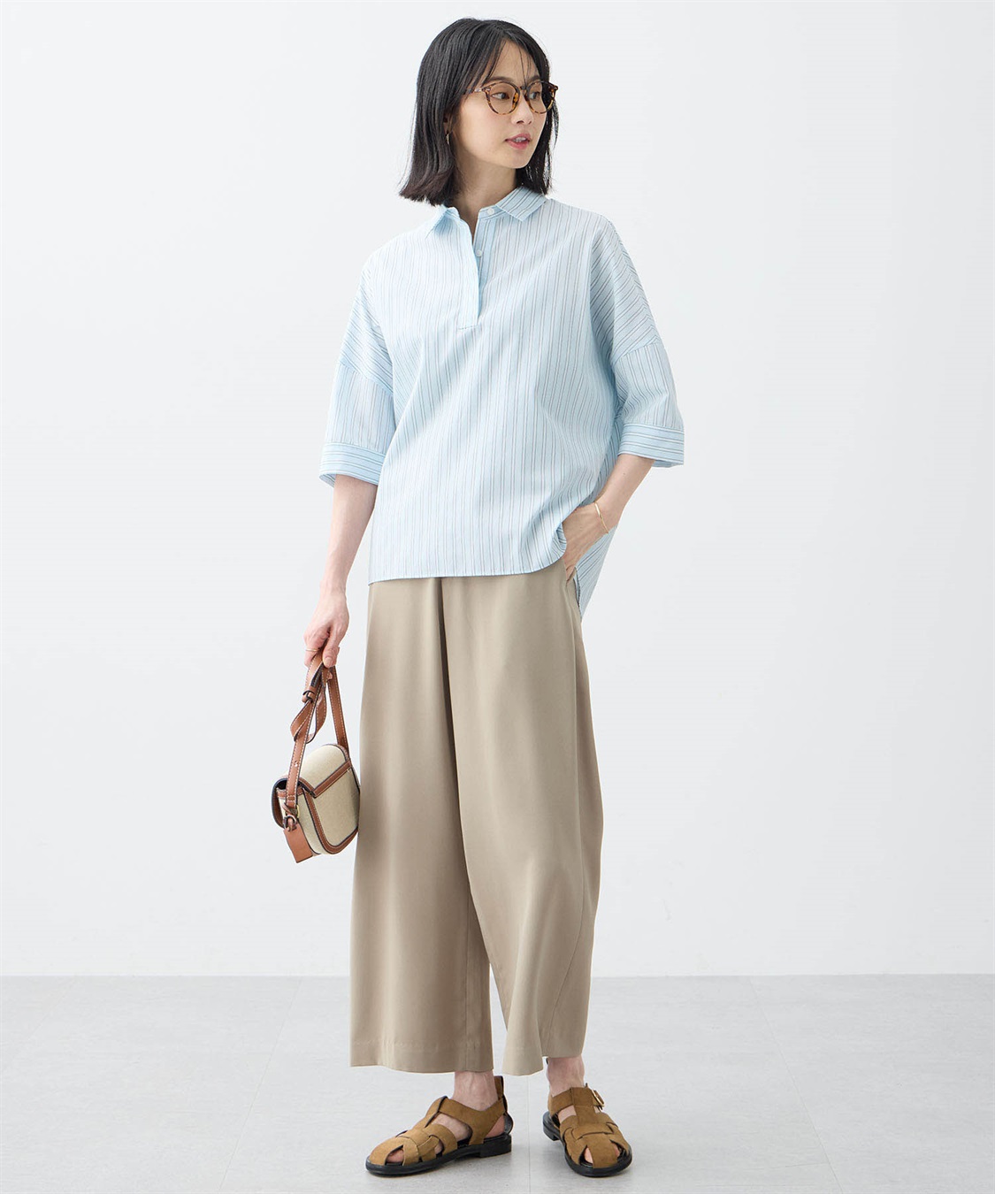 A/C DESIGN BY ALPHA CUBIC ストライプスキッパーシャツブラウス_sub_7