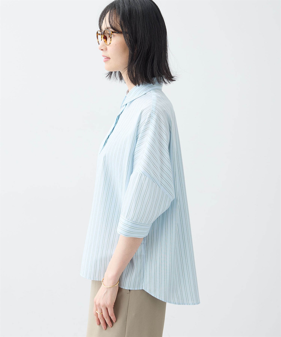 A/C DESIGN BY ALPHA CUBIC ストライプスキッパーシャツブラウス_sub_12