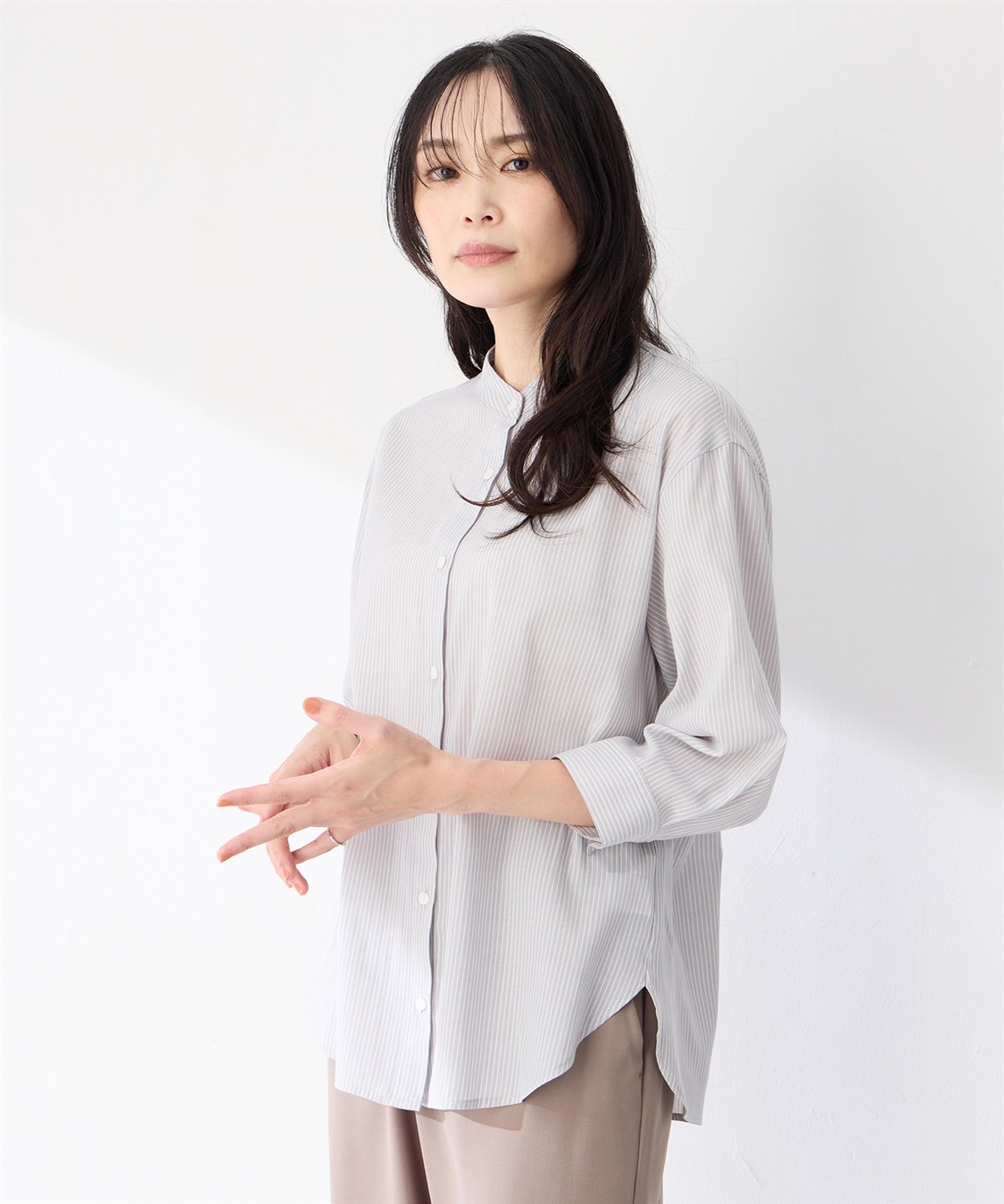 A/C DESIGN BY ALPHA CUBIC ストライプバンドカラーシャツ_sub_4