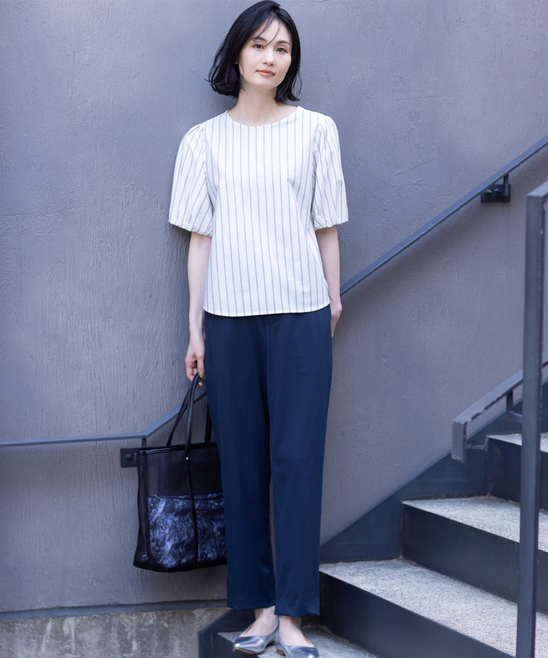 A/C DESIGN BY ALPHA CUBIC ストライプカットソーブラウス_sub_7