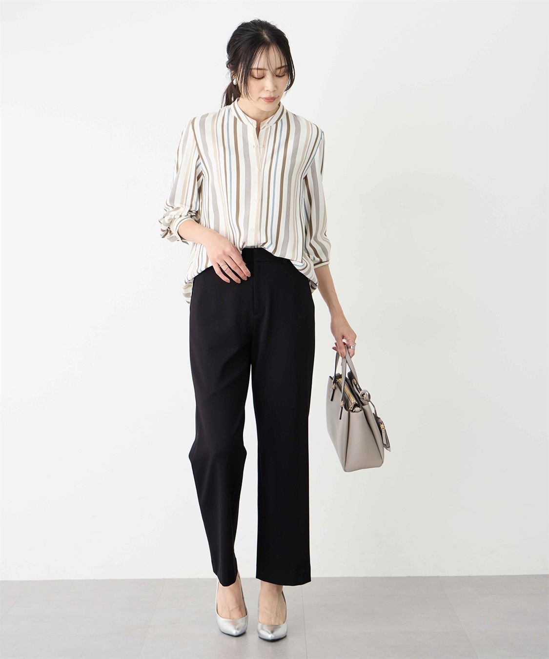 バンドカラーチュニックシャツ A/C DESIGN BY ALPHA CUBIC｜クロス