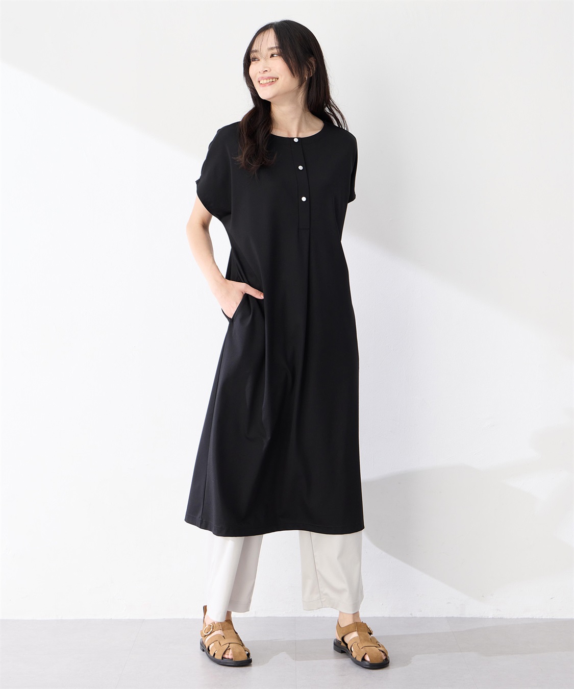 A/C DESIGN BY ALPHA CUBIC ヘンリーネック風カットワンピース_sub_8