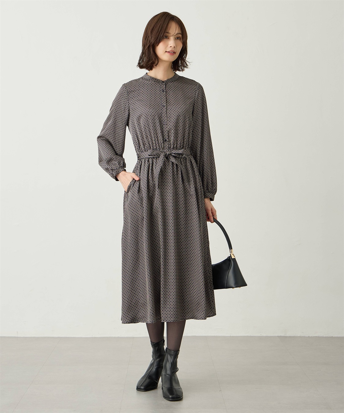 チェーンプリントワンピース A/C DESIGN BY ALPHA CUBIC｜クロスプラス