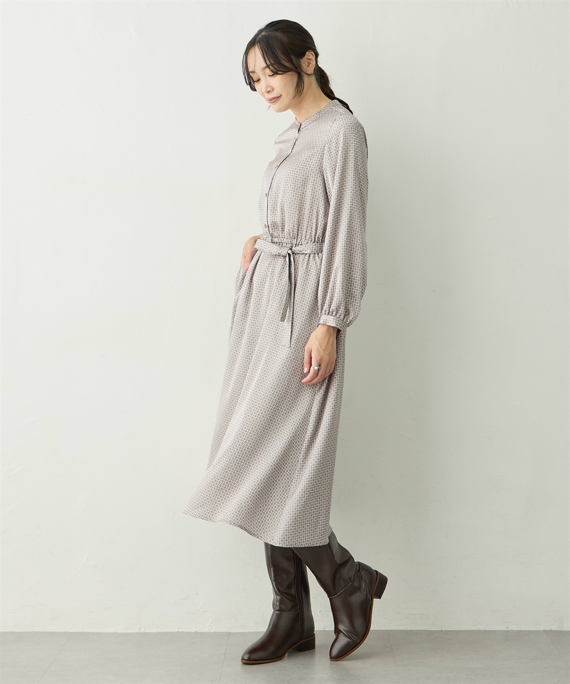 チェーンプリントワンピース A/C DESIGN BY ALPHA CUBIC｜クロスプラス