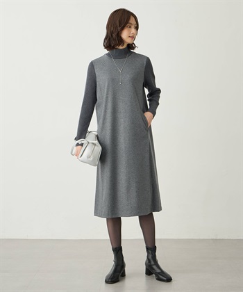 A/C DESIGN BY ALPHA CUBIC リブ切り替えハイネックニットワンピース_subthumb_1