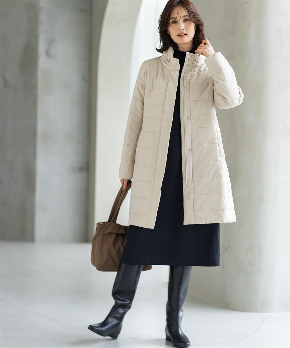 A/C DESIGN BY ALPHA CUBIC リブ切り替えハイネックニットワンピース_sub_7