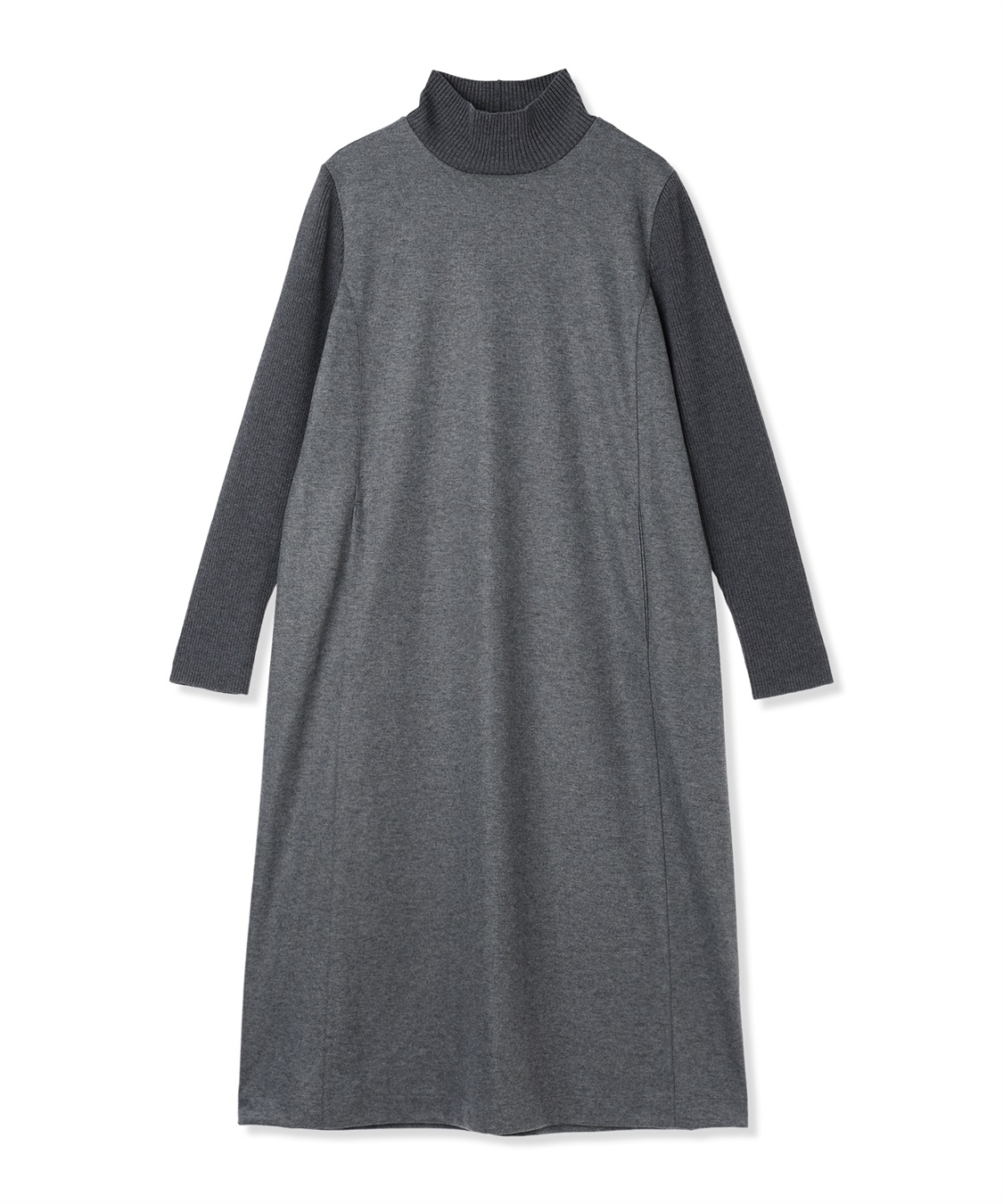 リブ切り替えハイネックニットワンピース A/C DESIGN BY ALPHA CUBIC