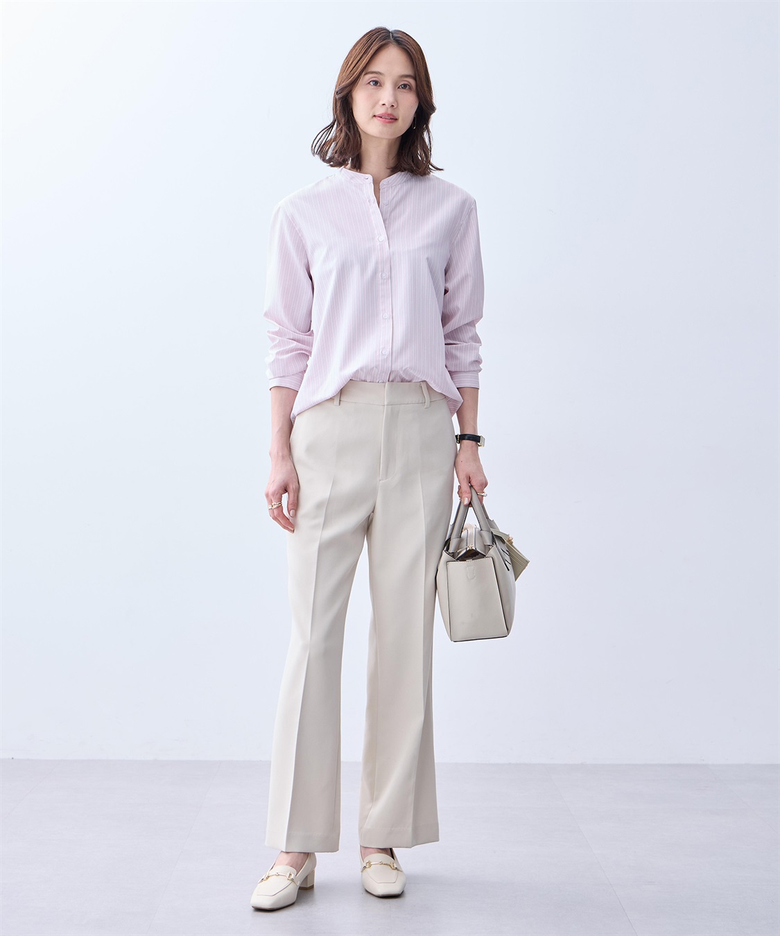 A/C DESIGN BY ALPHA CUBIC バンドカラーストライプシャツ_sub_5