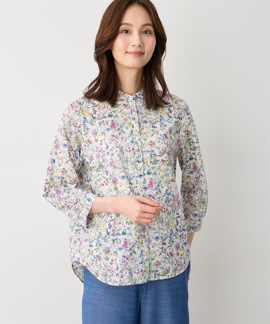 A/C DESIGN BY ALPHA CUBIC 【Liberty】リバティプリントスタンドカラーシャツ_sub_3