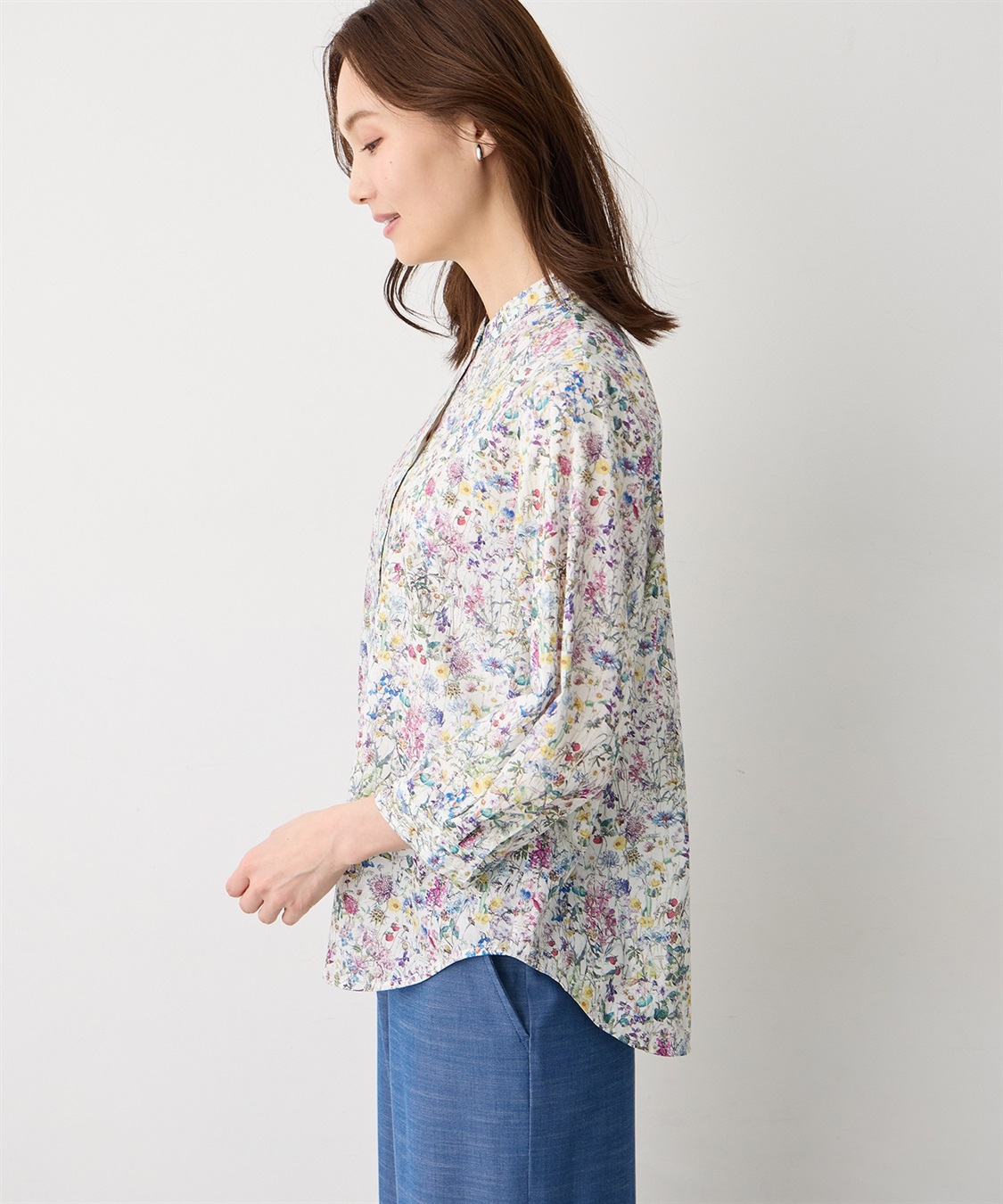 A/C DESIGN BY ALPHA CUBIC 【Liberty】リバティプリントスタンドカラーシャツ_sub_4