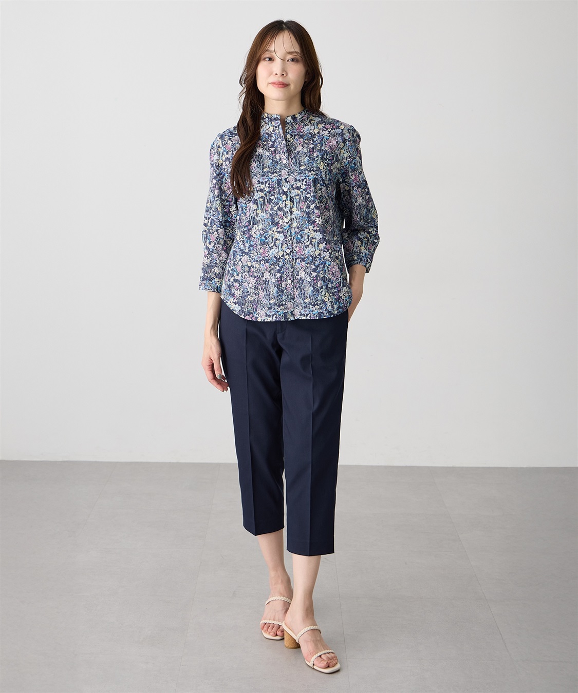 A/C DESIGN BY ALPHA CUBIC 【Liberty】リバティプリントスタンドカラーシャツ_sub_8