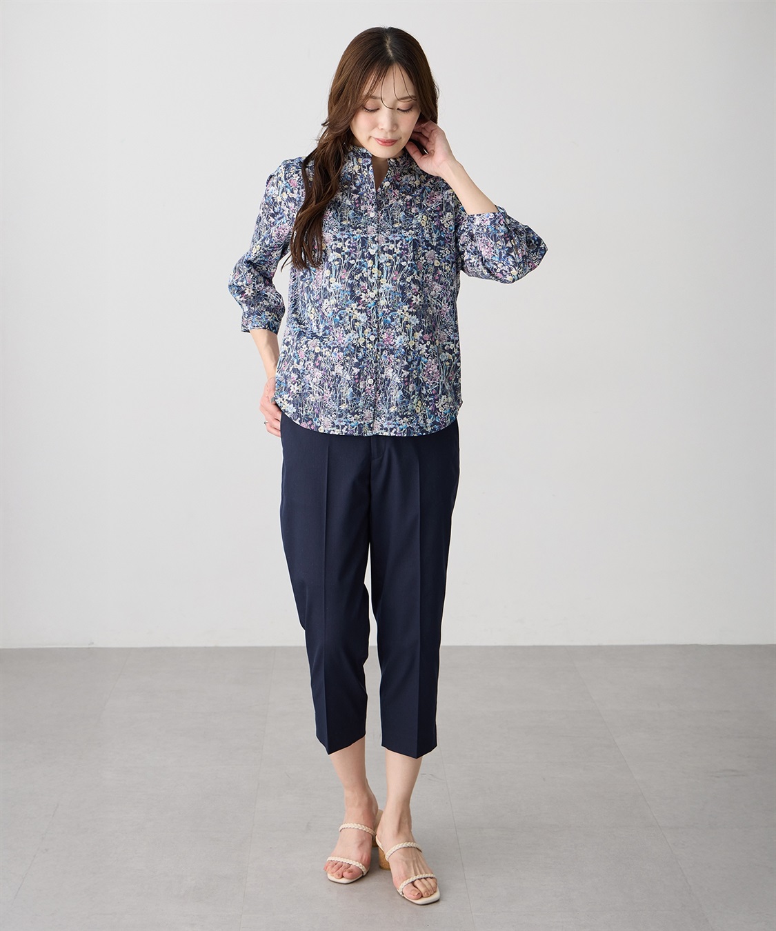 A/C DESIGN BY ALPHA CUBIC 【Liberty】リバティプリントスタンドカラーシャツ_sub_9