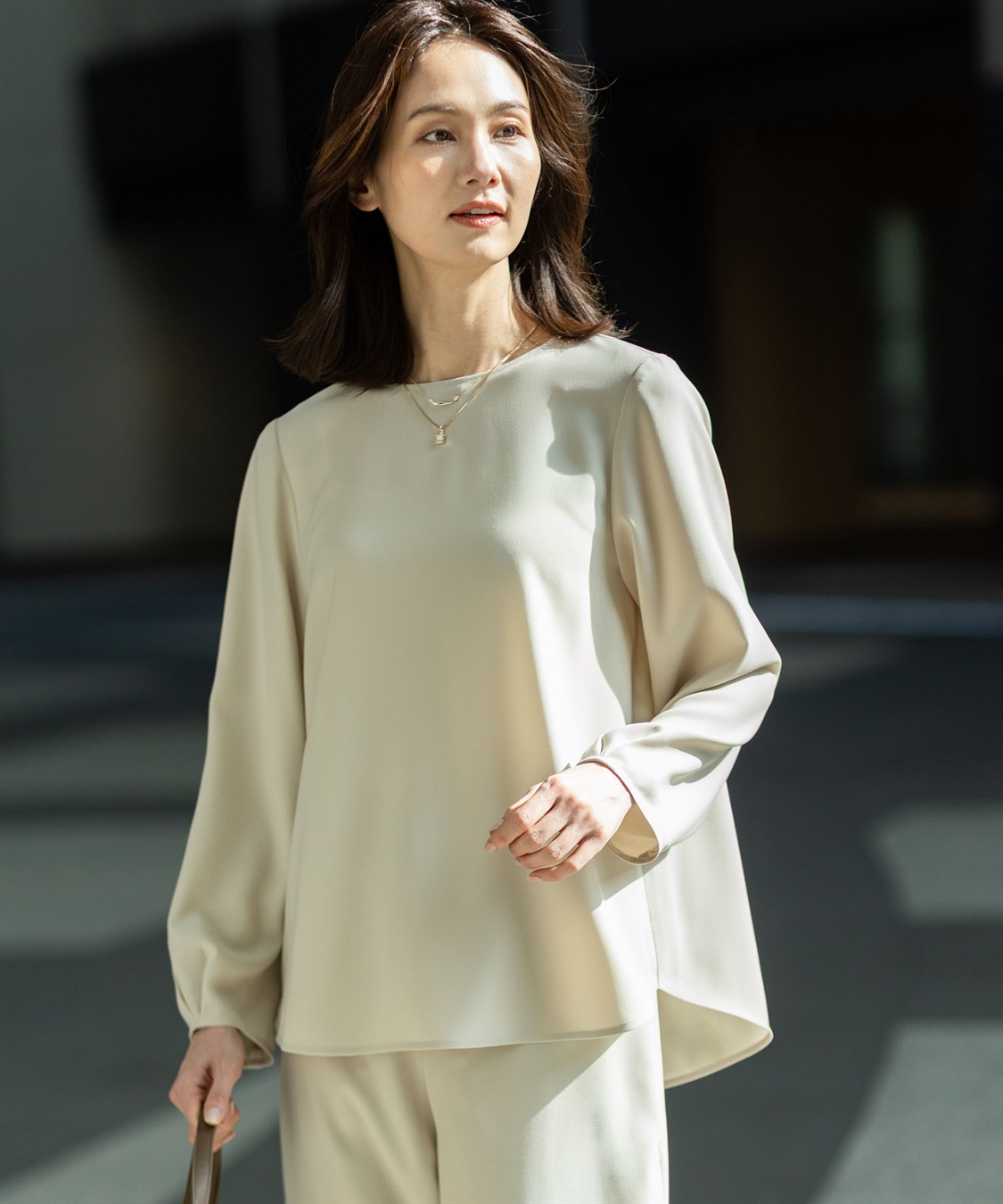 A/C DESIGN BY ALPHA CUBIC ストレッチジョーゼットタックブラウス【接触冷感・UVカット・吸水速乾・セットアップ対応】_sub_1