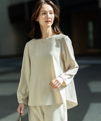 A/C DESIGN BY ALPHA CUBIC ストレッチジョーゼットタックブラウス【接触冷感・UVカット・吸水速乾・セットアップ対応】_subthumb_1