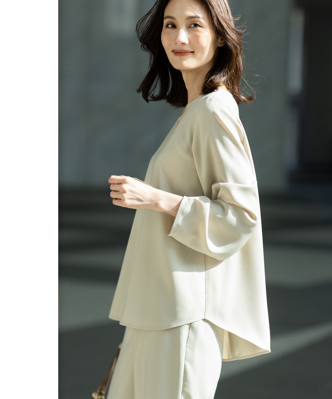 A/C DESIGN BY ALPHA CUBIC ストレッチジョーゼットタックブラウス【接触冷感・UVカット・吸水速乾・セットアップ対応】_sub_2