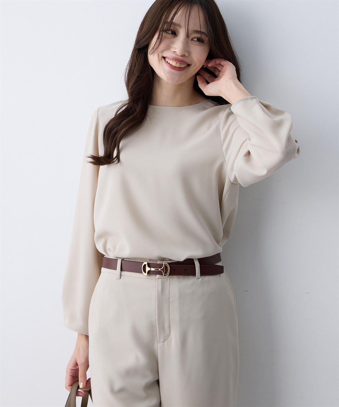 A/C DESIGN BY ALPHA CUBIC ストレッチジョーゼットタックブラウス【接触冷感・UVカット・吸水速乾・セットアップ対応】_sub_3