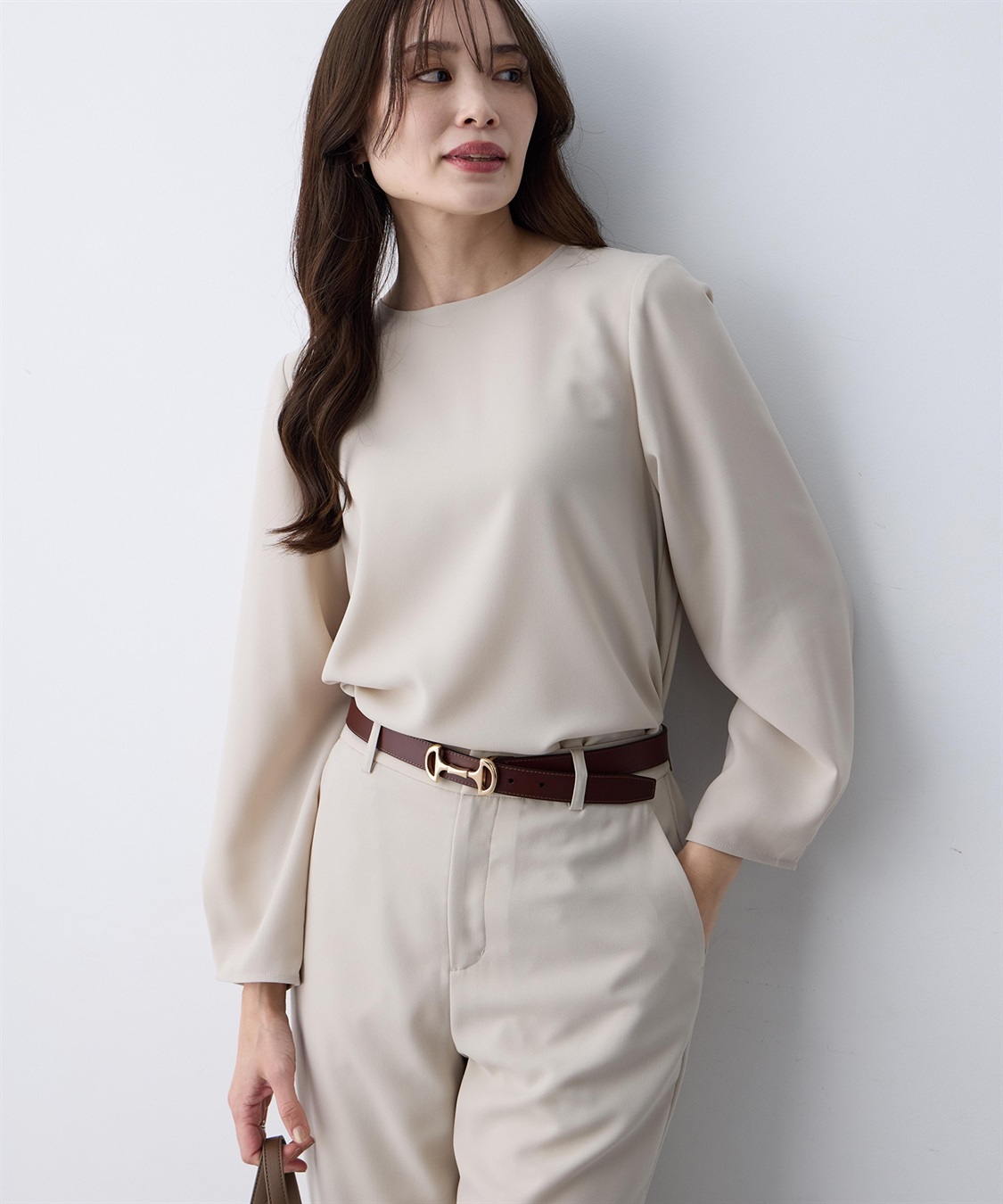 A/C DESIGN BY ALPHA CUBIC ストレッチジョーゼットタックブラウス【接触冷感・UVカット・吸水速乾・セットアップ対応】_sub_4