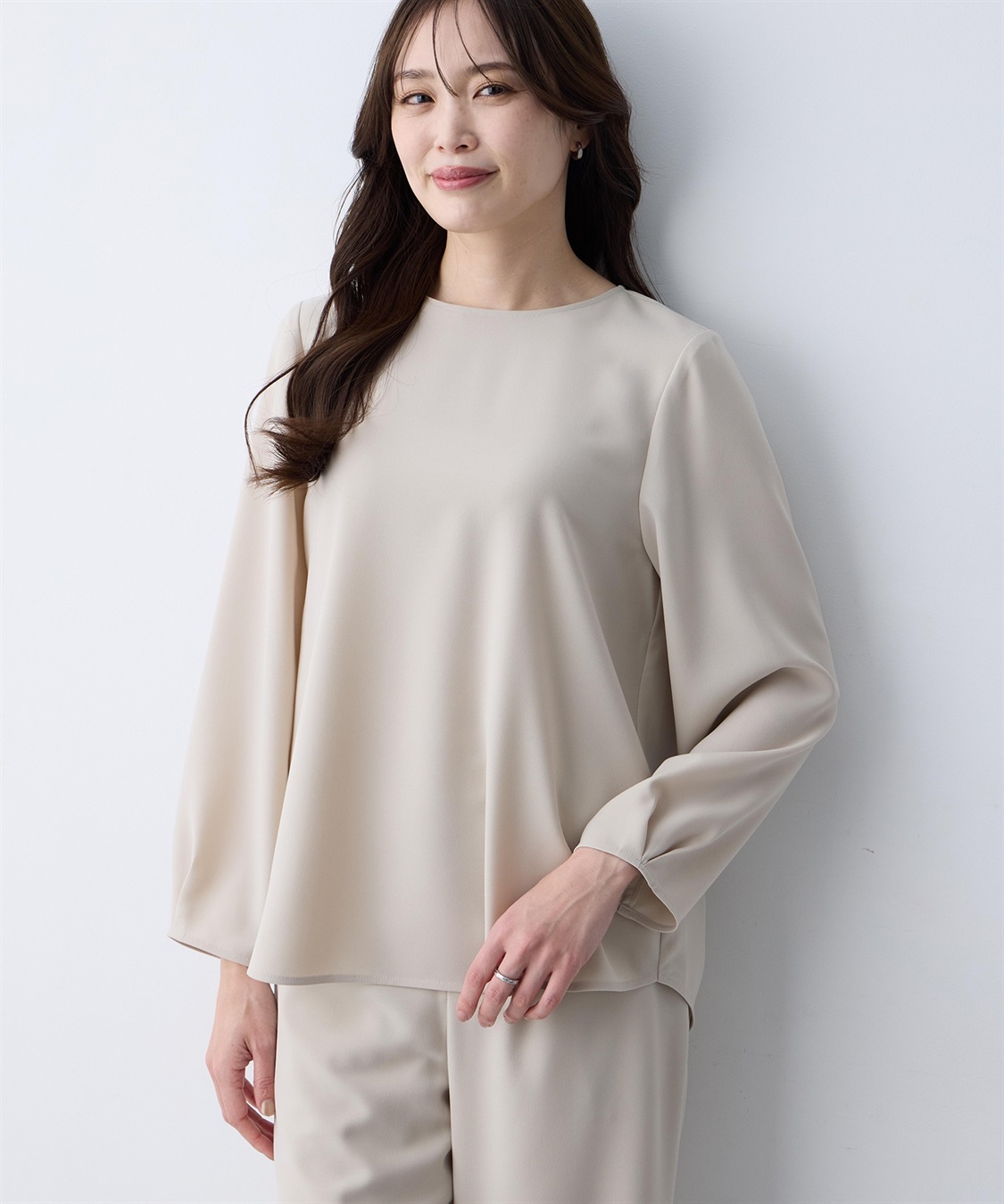 A/C DESIGN BY ALPHA CUBIC ストレッチジョーゼットタックブラウス【接触冷感・UVカット・吸水速乾・セットアップ対応】_sub_5