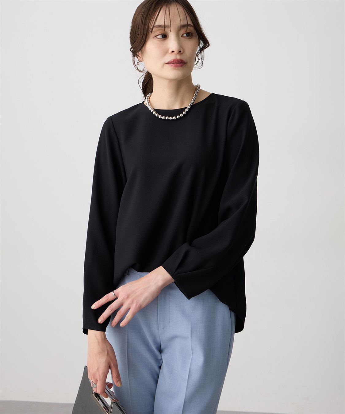 A/C DESIGN BY ALPHA CUBIC ストレッチジョーゼットタックブラウス【接触冷感・UVカット・吸水速乾・セットアップ対応】_sub_9