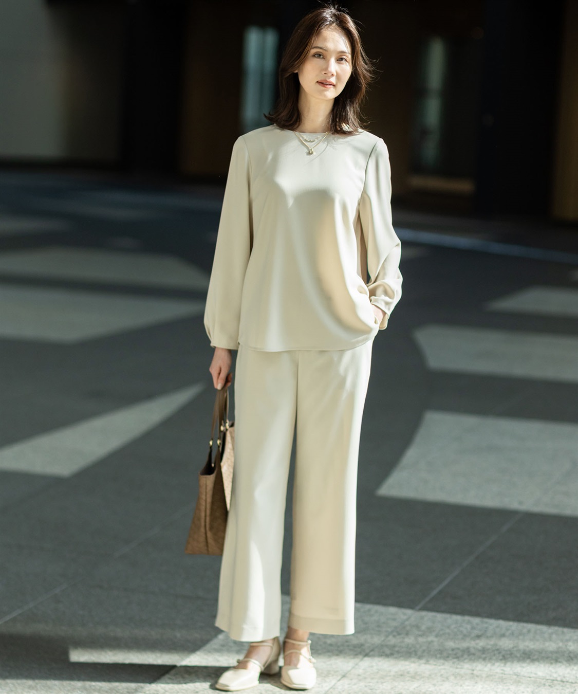 A/C DESIGN BY ALPHA CUBIC ストレッチジョーゼットタックブラウス【接触冷感・UVカット・吸水速乾・セットアップ対応】_sub_11