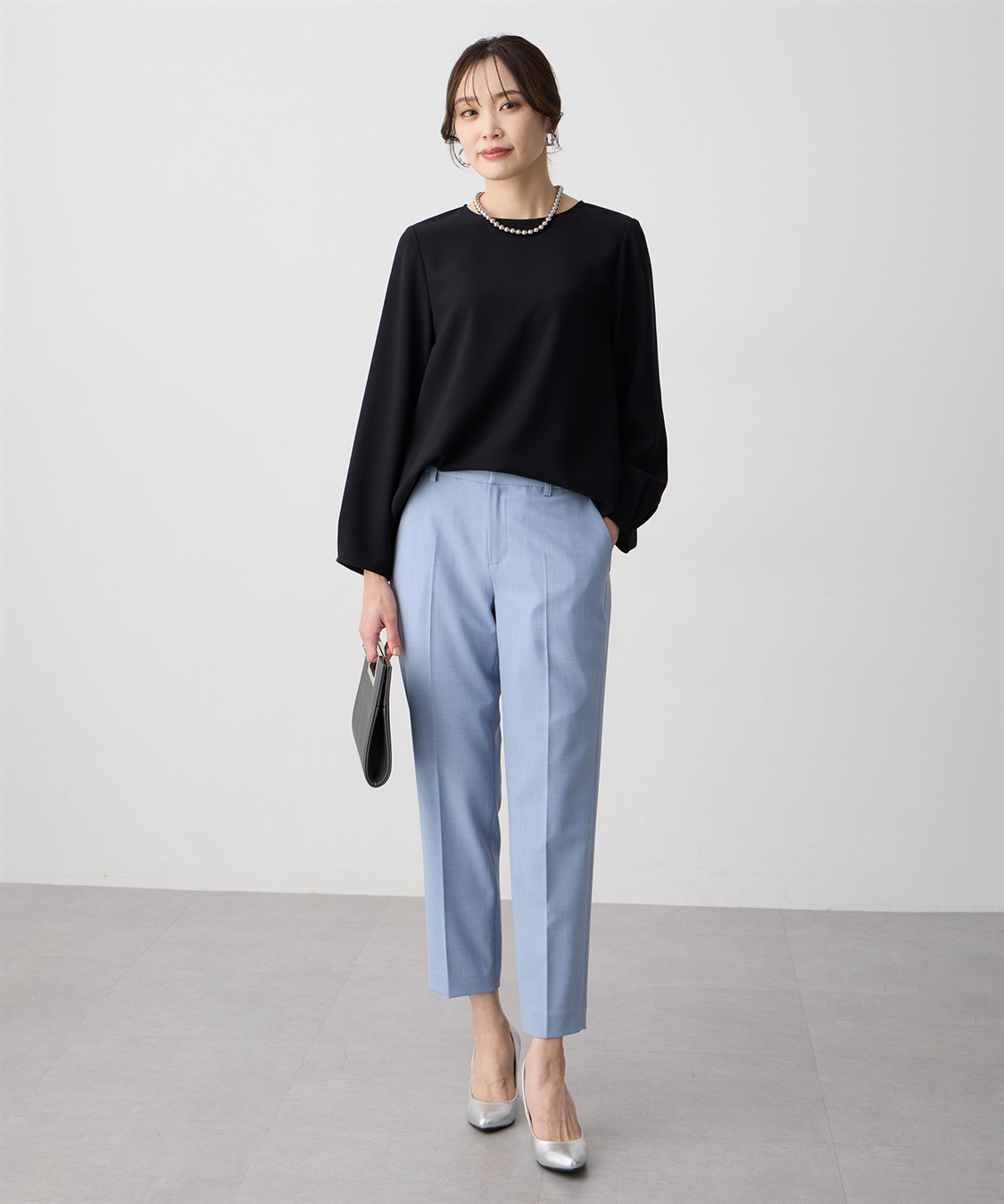 A/C DESIGN BY ALPHA CUBIC ストレッチジョーゼットタックブラウス【接触冷感・UVカット・吸水速乾・セットアップ対応】_sub_12