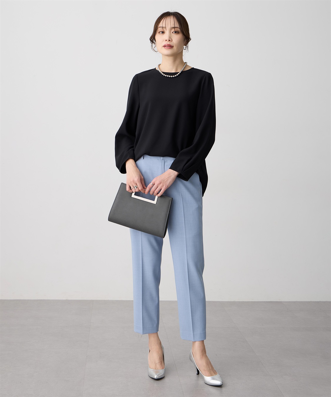 A/C DESIGN BY ALPHA CUBIC ストレッチジョーゼットタックブラウス【接触冷感・UVカット・吸水速乾・セットアップ対応】_sub_13