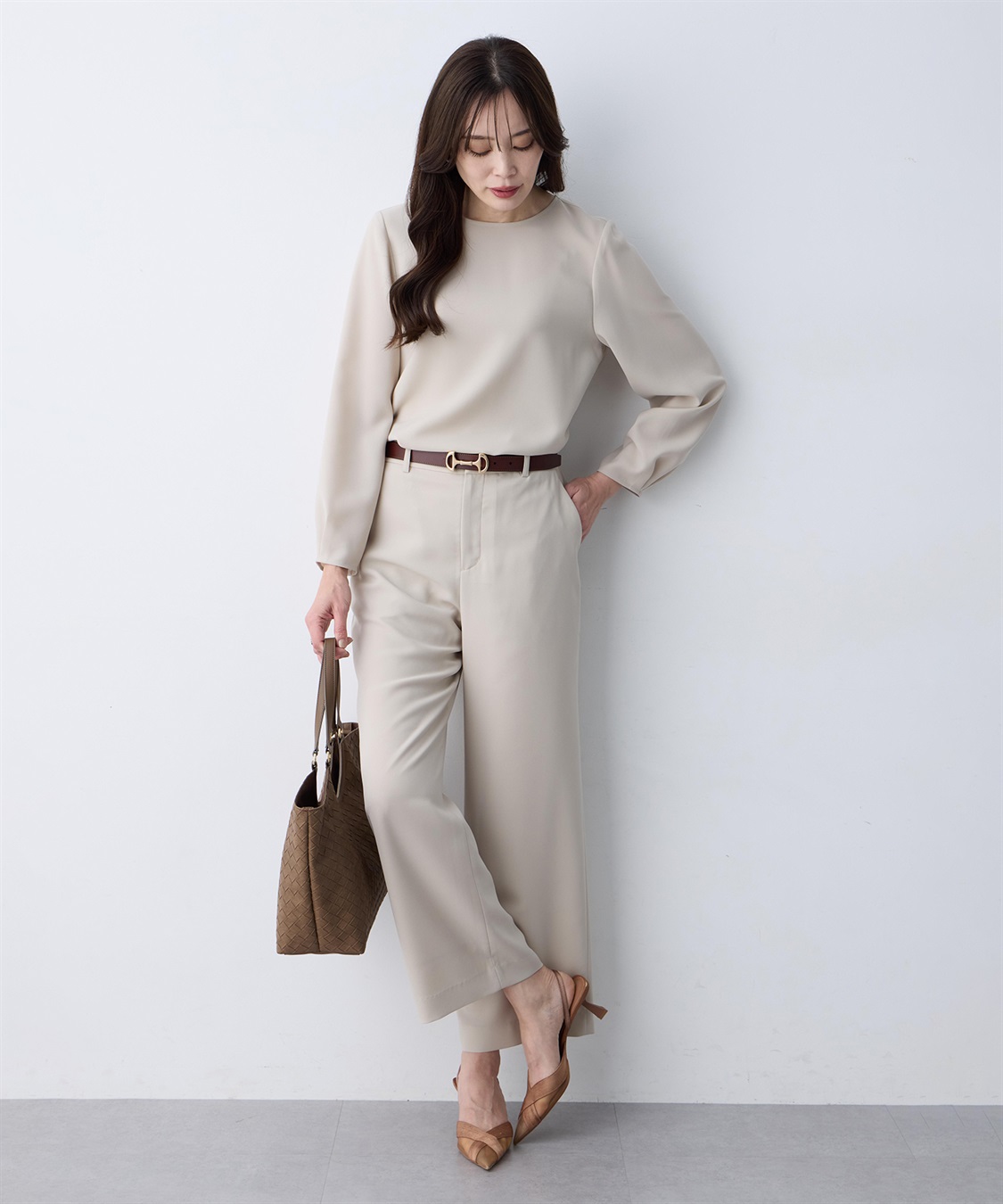 A/C DESIGN BY ALPHA CUBIC ストレッチジョーゼットタックブラウス【接触冷感・UVカット・吸水速乾・セットアップ対応】_sub_15