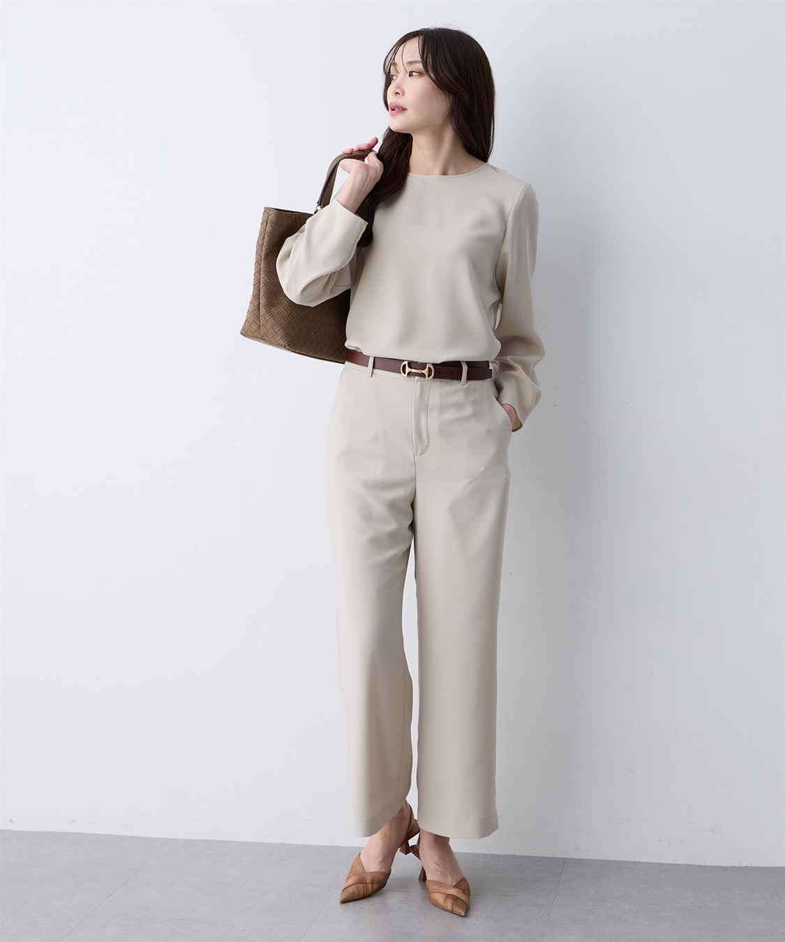 A/C DESIGN BY ALPHA CUBIC ストレッチジョーゼットタックブラウス【接触冷感・UVカット・吸水速乾・セットアップ対応】_sub_16