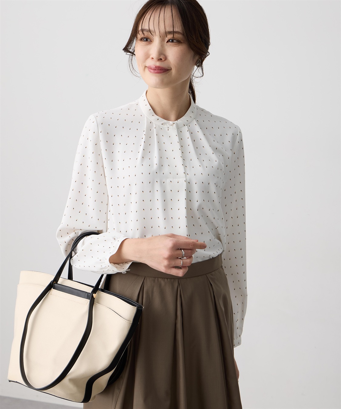 A/C DESIGN BY ALPHA CUBIC 幾何プリントジョーゼットブラウス_sub_2