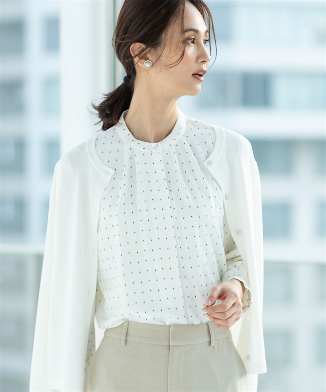 A/C DESIGN BY ALPHA CUBIC 幾何プリントジョーゼットブラウス_sub_3