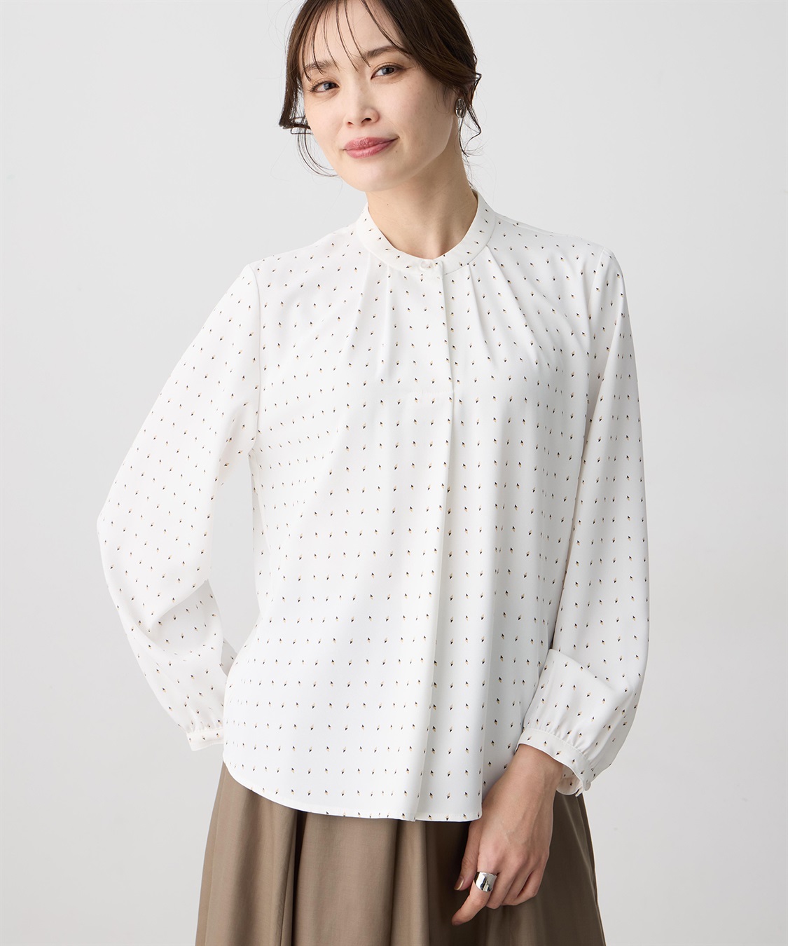 A/C DESIGN BY ALPHA CUBIC 幾何プリントジョーゼットブラウス_sub_5